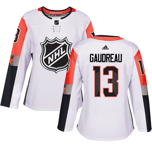 Adidas Calgary Flames #13 Johnny Gaudreau White 2018 All-Star Pacific Division Authentic Women Stitched NHL Jersey->women nhl jersey->Women Jersey